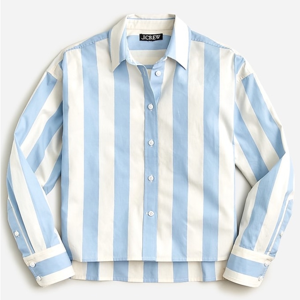 J.Crew Relaxed-fit cropped shirt in Barlow stripe | Size 18 | NWT